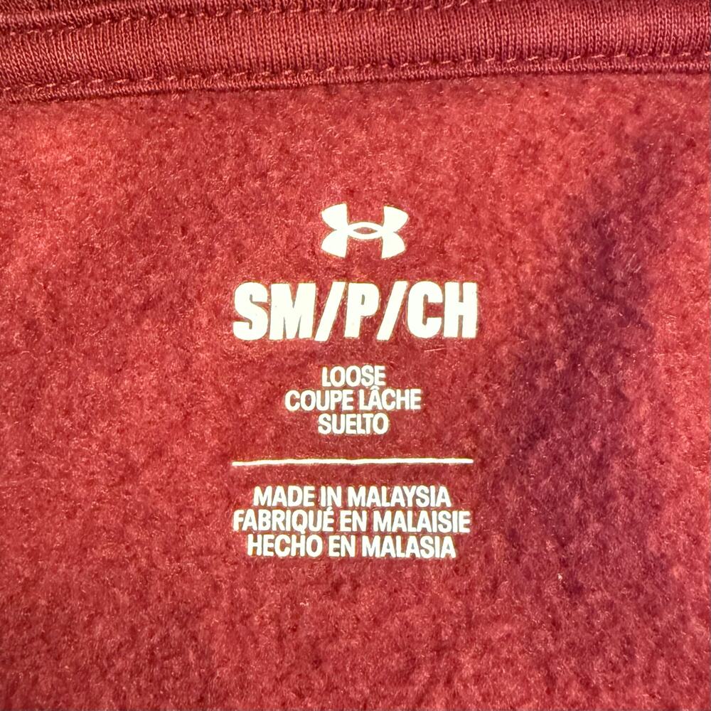 Under Armour Rival Hoodie Sweatshirt Big Logo Screenprint Maroon Unisex Small - Picture 3 of 9